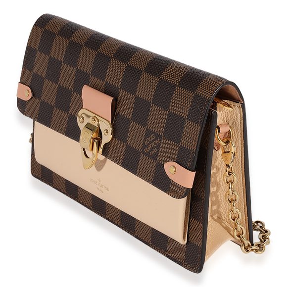 Louis Vuitton Damier Ebene & Cream Taurillon Vavin Chain Wallet - Picture 2 of 8